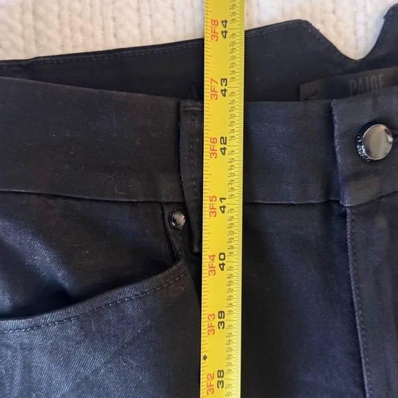 PAIGE Sasha Coated High Rise Black Flare & Wide Leg Jeans - Picture 14 of 16